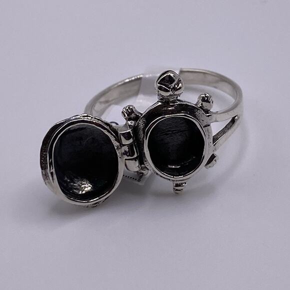 TURTLE POISON RING Size 10 Sterling Silver Pill Box 925 Jewelry - Picture 8 of 9